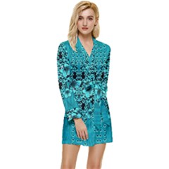 Blue Flowers So Decorative And In Perfect Harmony Long Sleeve Satin Robe by pepitasart