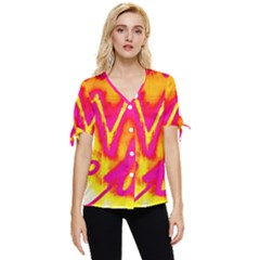 Pop Art Love Graffiti Bow Sleeve Button Up Top by essentialimage365