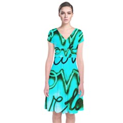  Graffiti Love Short Sleeve Front Wrap Dress by essentialimage365
