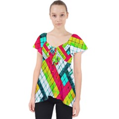 Pop Art Mosaic Lace Front Dolly Top by essentialimage365
