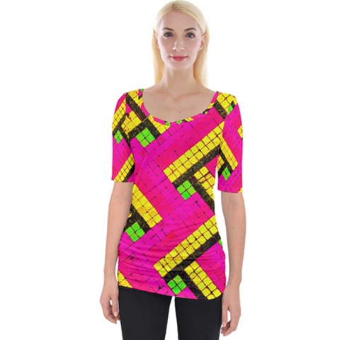 Pop Art Mosaic Wide Neckline Tee by essentialimage365