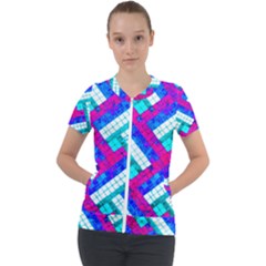 Pop Art Mosaic Short Sleeve Zip Up Jacket by essentialimage365