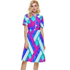 Pop Art Mosaic Button Top Knee Length Dress by essentialimage365