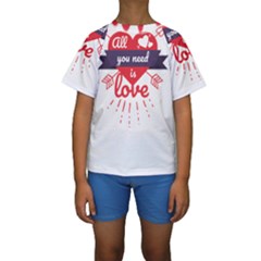 All You Need Is Love Kids  Short Sleeve Swimwear by DinzDas