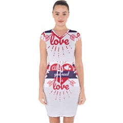 All You Need Is Love Capsleeve Drawstring Dress  by DinzDas