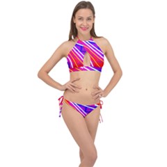 Pop Art Neon Lights Cross Front Halter Bikini Set by essentialimage365