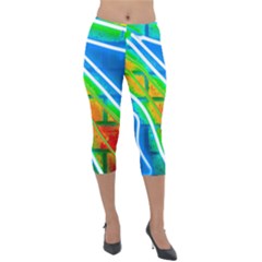 Pop Art Neon Wall Lightweight Velour Capri Leggings  by essentialimage365