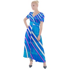 Pop Art Neon Wall Button Up Short Sleeve Maxi Dress by essentialimage365