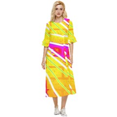 Pop Art Neon Wall Double Cuff Midi Dress by essentialimage365