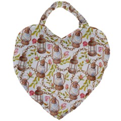 Latterns Pattern Giant Heart Shaped Tote by designsbymallika