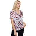 Folk flowers art pattern Floral abstract surface design  Seamless pattern Bow Sleeve Button Up Top View3