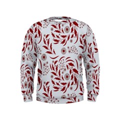 Folk Flowers Art Pattern Floral Abstract Surface Design  Seamless Pattern Kids  Sweatshirt by Eskimos