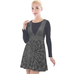 Abstract Spirals, Spiral Abstraction, Gray Color, Graphite Plunge Pinafore Velour Dress by Casemiro