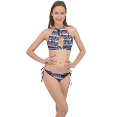 Techno Bouquet Cross Front Halter Bikini Set by MRNStudios