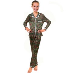Modern Tropical Motif Print Kid s Satin Long Sleeve Pajamas Set by dflcprintsclothing