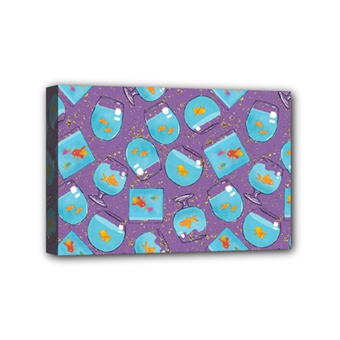 Aquarium With Fish And Sparkles Mini Canvas 6  X 4  (stretched) by SychEva