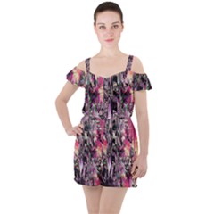 Combat Drops Ruffle Cut Out Chiffon Playsuit by MRNStudios