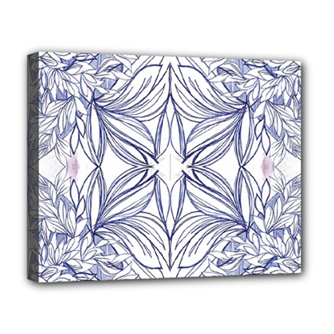 Blue Biro Repeats Iv Deluxe Canvas 20  X 16  (stretched) by kaleidomarblingart