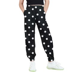 1950 Black White Dots Kids  Elastic Waist Pants by SomethingForEveryone