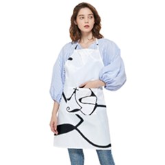 Black And White Abstract Linear Decorative Art Pocket Apron by dflcprintsclothing