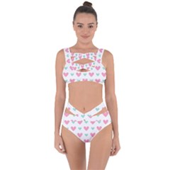 Pink Hearts One White Background Bandaged Up Bikini Set  by AnkouArts
