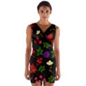 Golden autumn, red-yellow leaves and flowers  Wrap Front Bodycon Dress View1