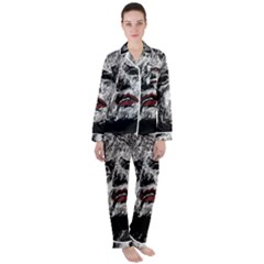 Creepy Head Sculpture Artwork Satin Long Sleeve Pajamas Set by dflcprintsclothing