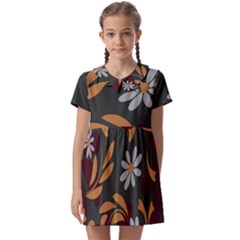 Folk Flowers Pattern Floral Surface Design Kids  Asymmetric Collar Dress by Eskimos