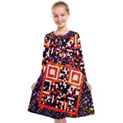Root Humanity Bar And Qr Code In Flash Orange And Purple Kids  Midi Sailor Dress by WetdryvacsLair