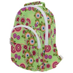 Flower Bomb 6 Rounded Multi Pocket Backpack by PatternFactory