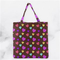 Colorfull Hearts On Choclate Grocery Tote Bag by Daria3107