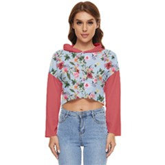 Boho Flower Light Blue Women s Lightweight Cropped Hoodie by flowerland