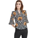 Pumpkin Pattern Loose Horn Sleeve Chiffon Blouse View1