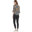Pumpkin Pattern Loose Horn Sleeve Chiffon Blouse View2