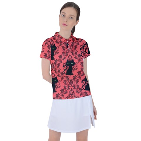 Cat Pattern Women s Polo Tee by NerdySparkleGoth