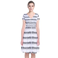 Athletic Running Graphic Silhouette Pattern Short Sleeve Front Wrap Dress by dflcprintsclothing