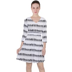 Athletic Running Graphic Silhouette Pattern Quarter Sleeve Ruffle Waist Dress by dflcprintsclothing