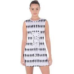 Athletic Running Graphic Silhouette Pattern Lace Up Front Bodycon Dress by dflcprintsclothing