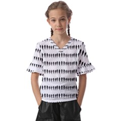Athletic Running Graphic Silhouette Pattern Kids  V-neck Horn Sleeve Blouse by dflcprintsclothing