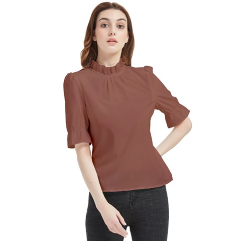 Burnt Sienna Frill Neck Blouse by kiernankallan