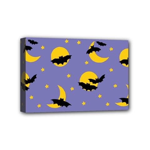 Bats With Yellow Moon Mini Canvas 6  X 4  (stretched) by SychEva