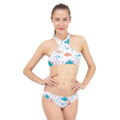 Funny Dinosaurs Kids High Neck Bikini Set by SychEva