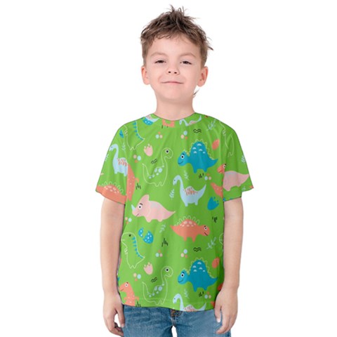 Funny Dinosaur Kids  Cotton Tee by SychEva
