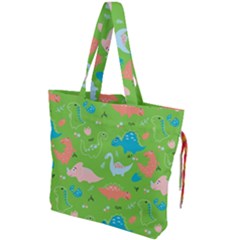 Funny Dinosaur Drawstring Tote Bag by SychEva