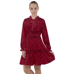 Black Splashes On Red Background All Frills Chiffon Dress by SychEva