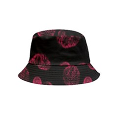 Red Sponge Prints On Black Background Inside Out Bucket Hat (kids) by SychEva