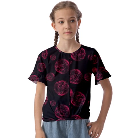 Red Sponge Prints On Black Background Kids  Cuff Sleeve Scrunch Bottom Tee by SychEva