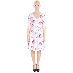 Red Drops On White Background Wrap Up Cocktail Dress by SychEva