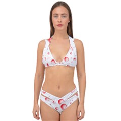 Red Drops On White Background Double Strap Halter Bikini Set by SychEva