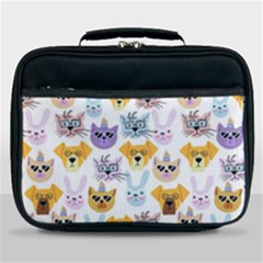 Funny Animal Faces With Glasses On A White Background Lunch Bag by SychEva